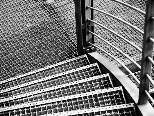 galvanised metal staircase